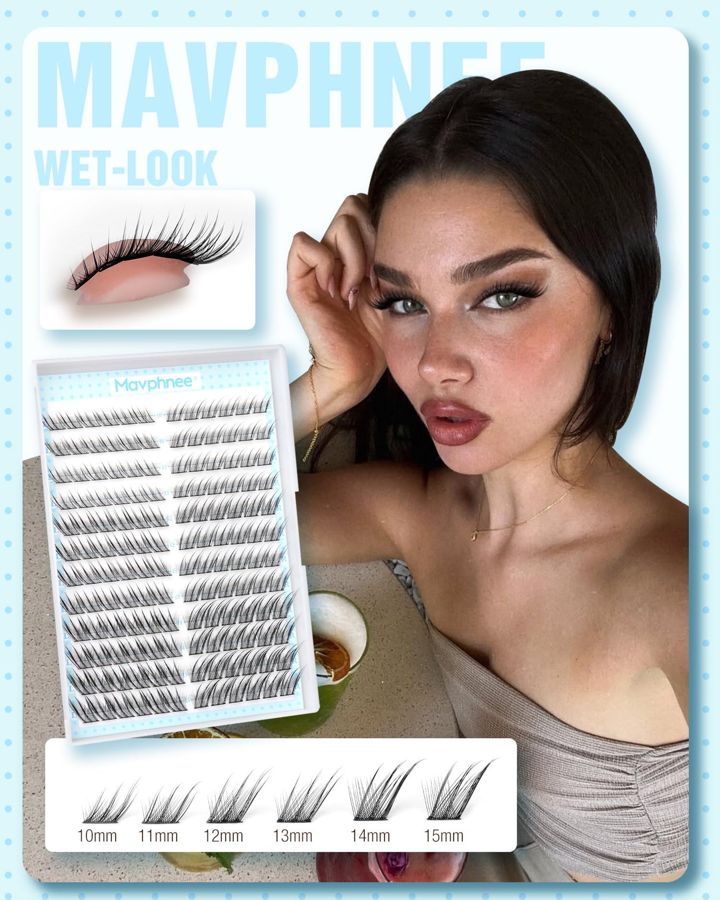 Fox Eye Lash Clusters J-Curly Individuals Eyelash Extension Wet Look Fairy Lash Spikes Cat Eye Lash Extensions Pre-Mapped Natural Eyelash Clusters 144 Pcs 10-15MM Wispy Cluster Lashs