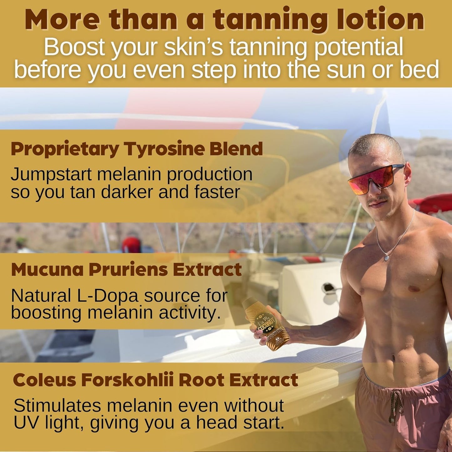 Kiss My Coconut Tanning Bed Lotion - Skin Softening Golden Tan Intensifier with Coconut Milk & Cocoa Butter | Unisex Indoor/Outdoor Accelerator