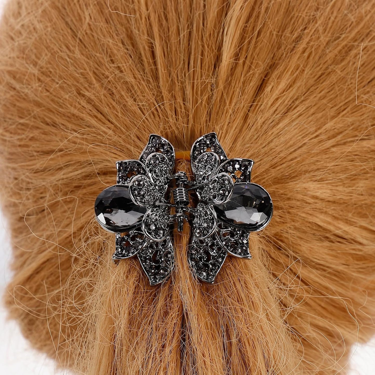 Mini Jaw Clips Set - Vintage Metal Crystal Hair Claws for Women | 3 Pcs Rhinestone Accessories