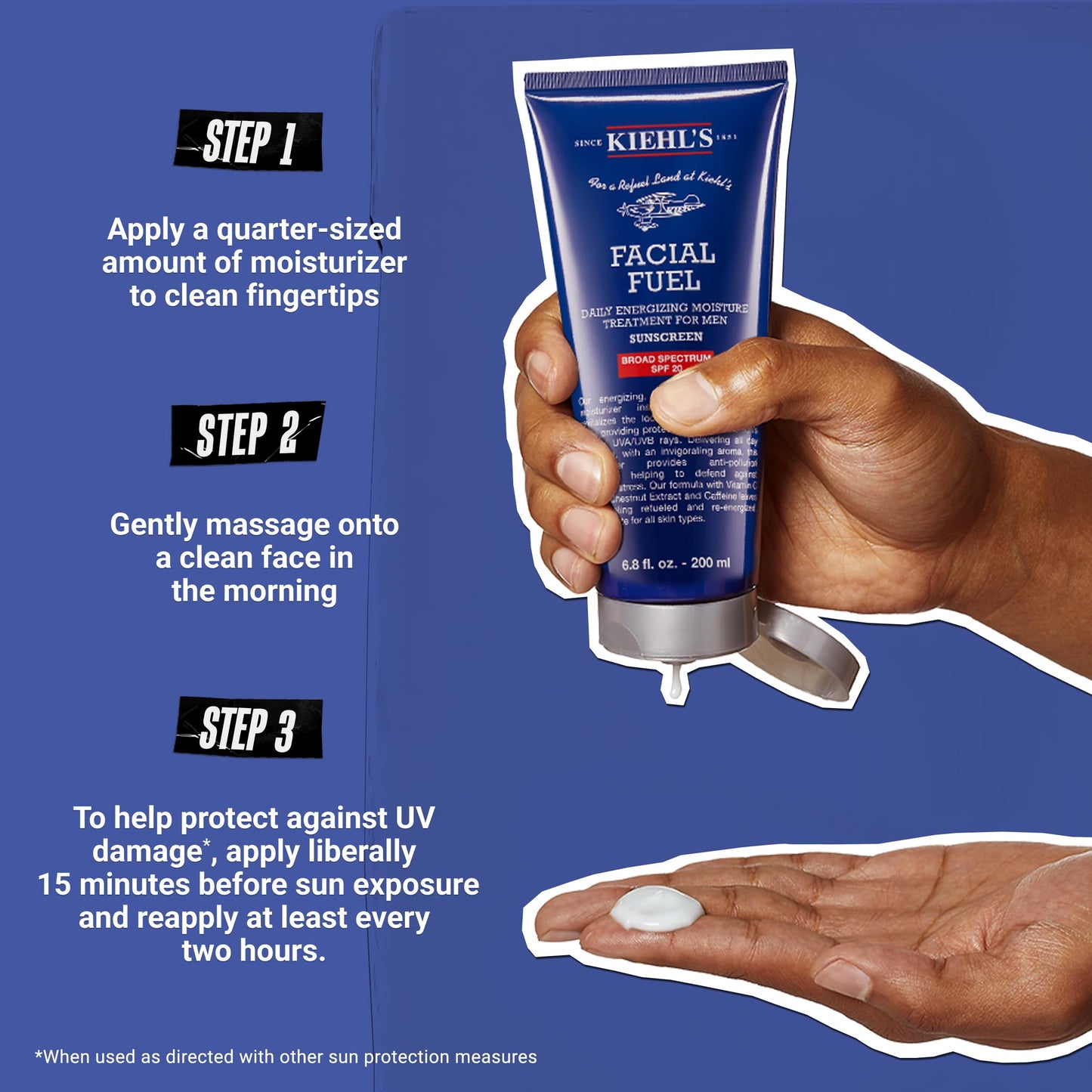 Kiehl's Facial Fuel SPF 20 Moisturizer for Men, Moisturizing Face Sunscreen, Daily Non-Greasy Hydrating Lotion with Broad Spectrum SPF, With Caffeine & Vitamin C, Oil-Free, For All Skin Types
