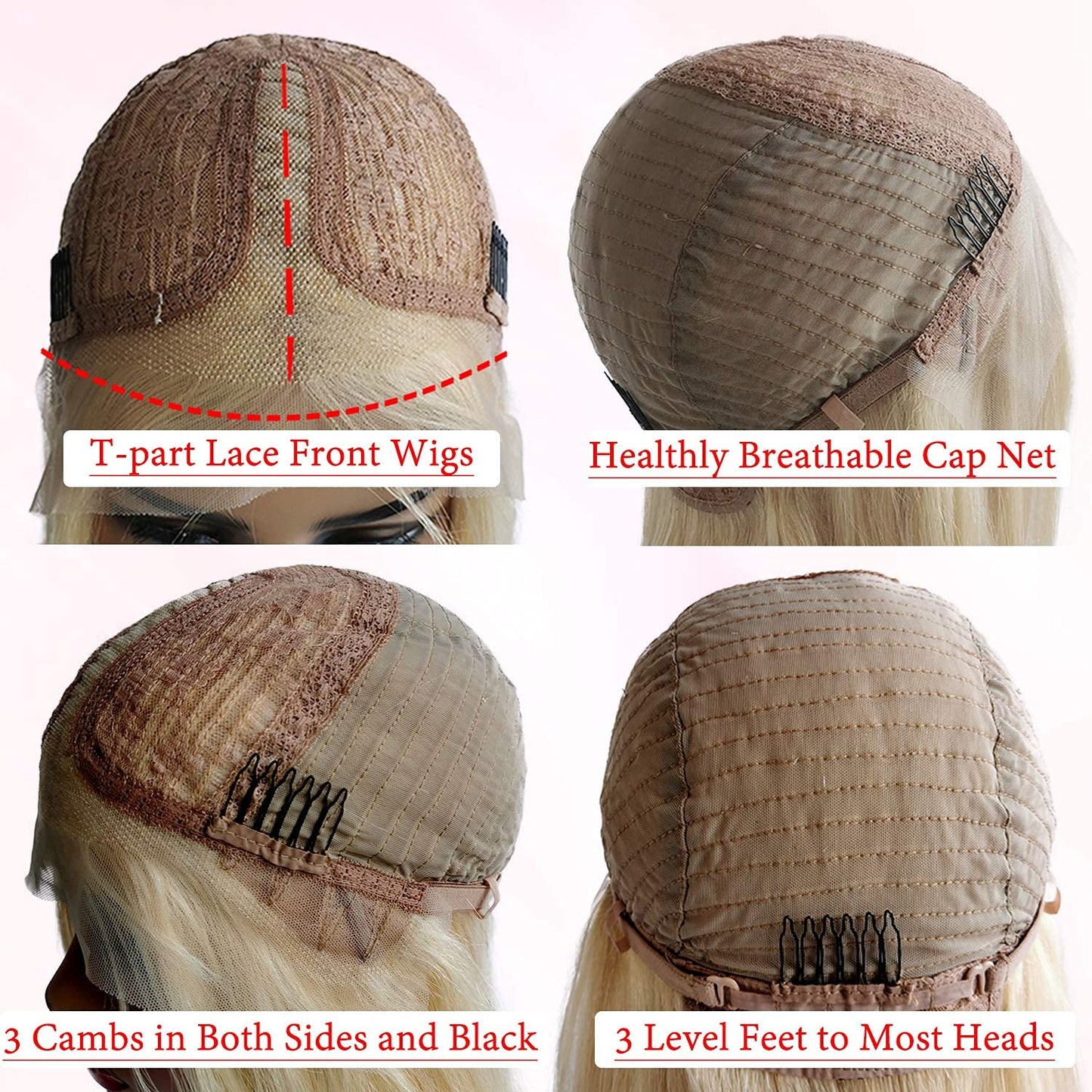 Blonlier 613-ST or DW-13x1x4 Lace Frontal Wigs Human Hair (ST-613, 10Inch (Pack of 1))