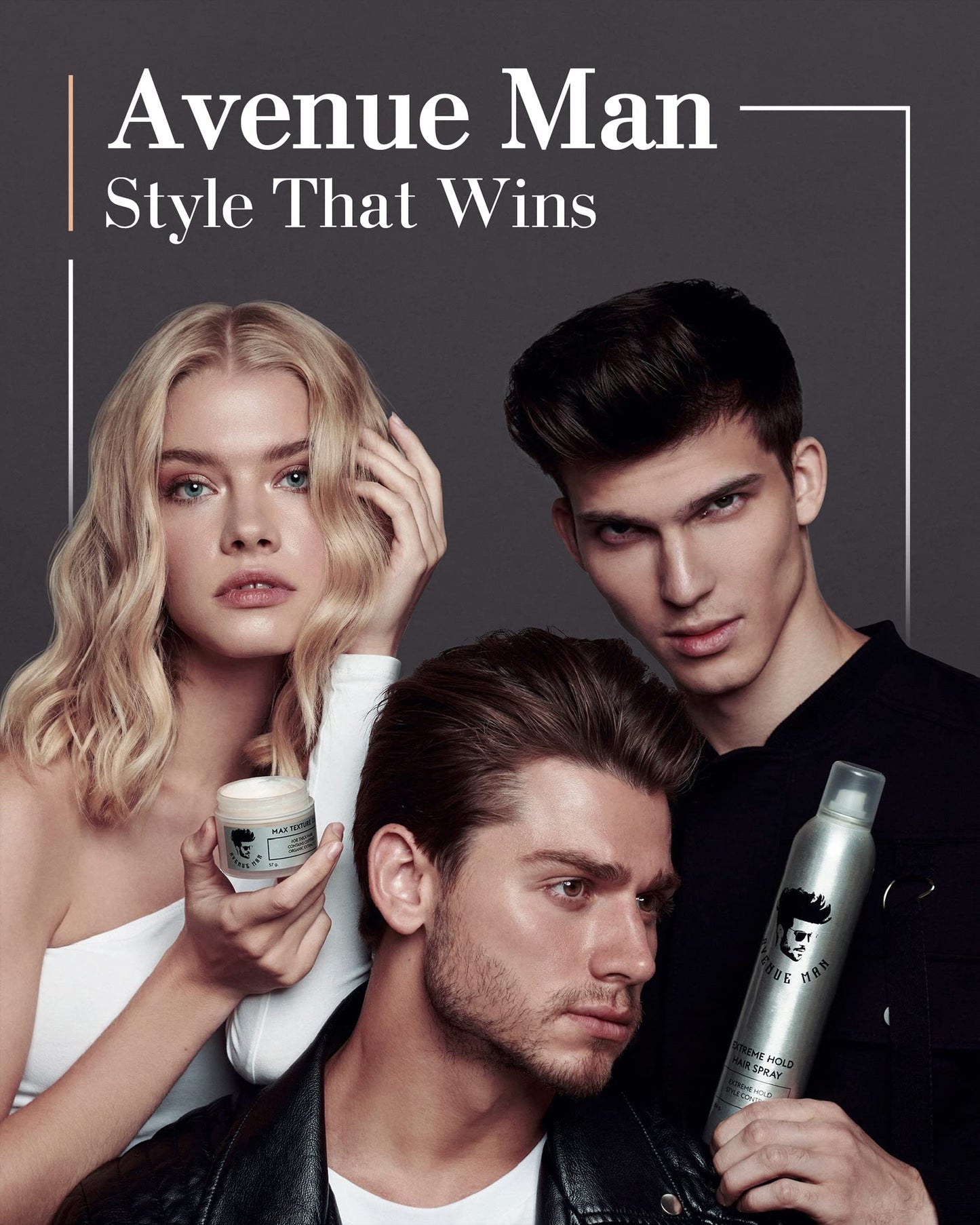 Avenue Man Extreme Hold Hairspray, 9.0 oz - Paraben-Free Hair Spray for Men with Natural Extracts - Hair Products For Men - Extra Firm Hold Hair Spray, Made in Portugal