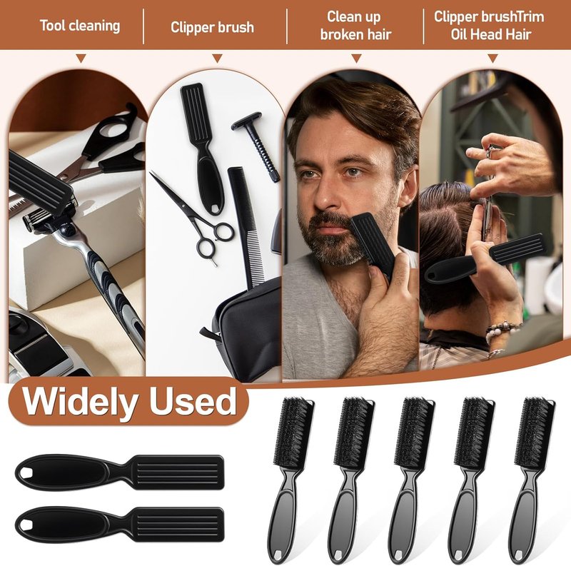 80 Pcs Clipper Cleaning Brush Set - Nylon Haircut & Barber Fade Trimmer Brushes | Black