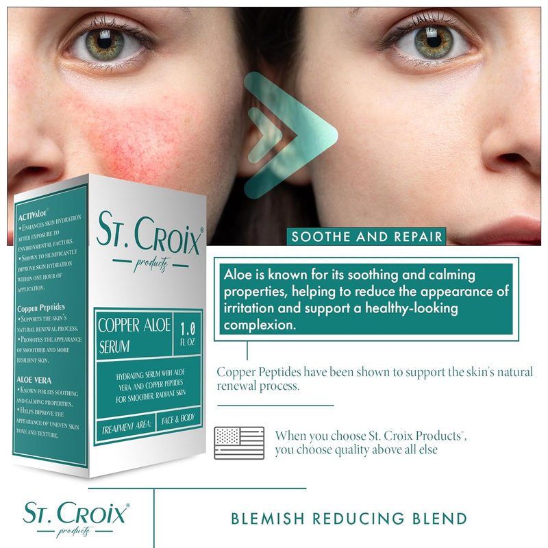Copper Peptide & Aloe Serum - Hydrating & Firming Skin Treatment | 0.25% Copper & Pure Aloe Vera - 1 fl oz