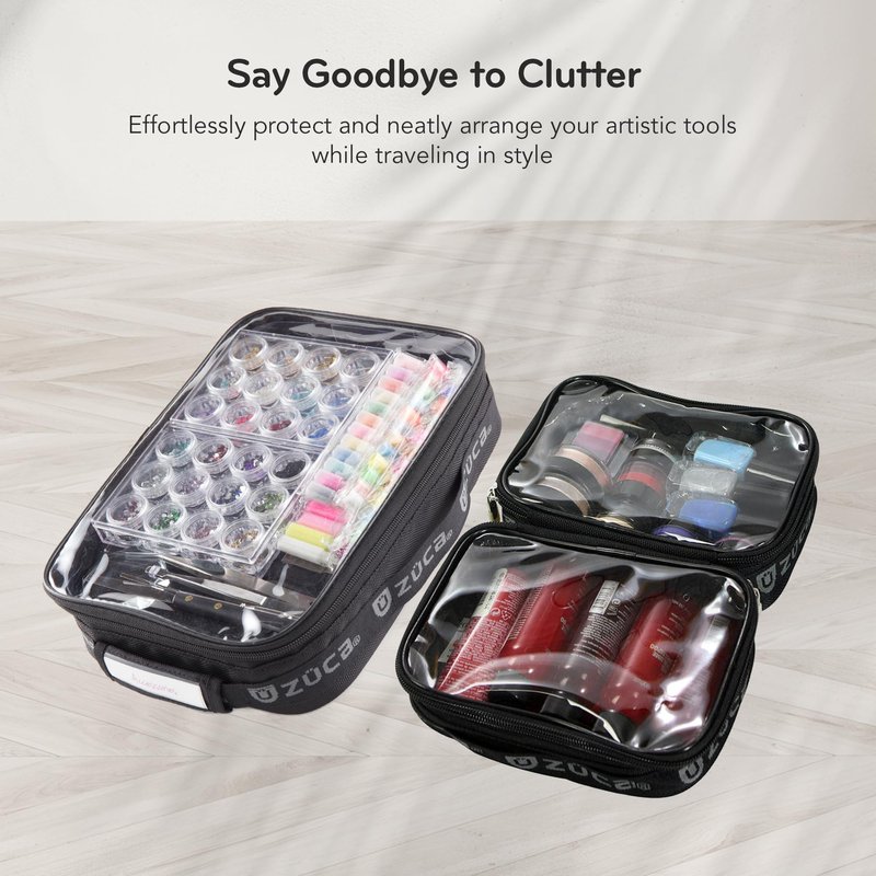ZUCA Utility Pouch Combo Set - 1 Large & 2 Mini Utility Makeup Pouch - Durable, Spacious Cosmetic Storage Solution for Travel & Professional Use