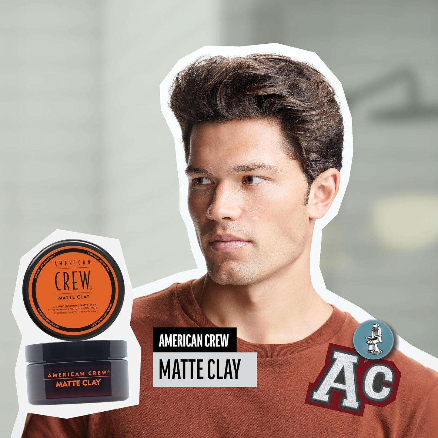 American Crew Men's Matte Hair Clay - Medium/High Hold, 3 oz | Styling Clay for Textured Looks