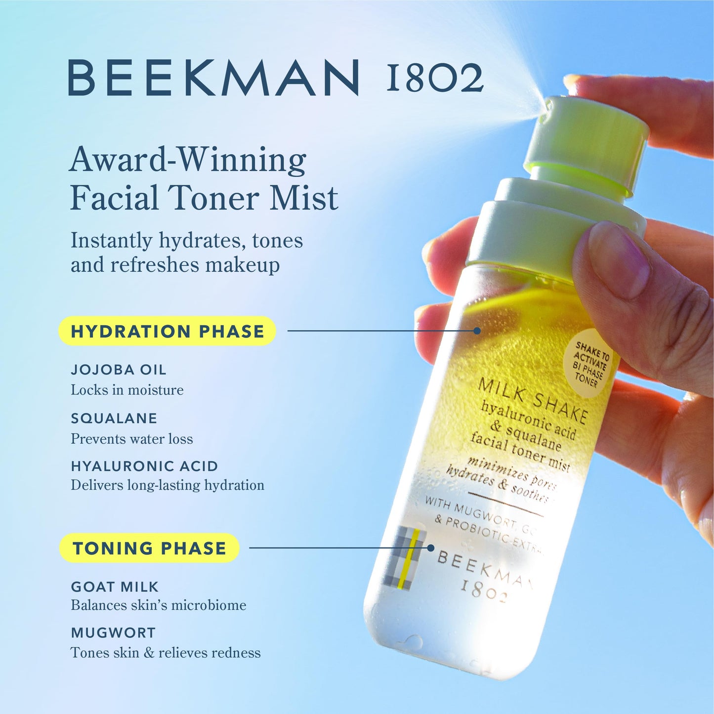 Beekman 1802 Glass Skin Routine – Potato Peel Resurfacing Mask + Oh! Mega Milky Facial Oil + Milk Shake Mini Hydrating Face Mist