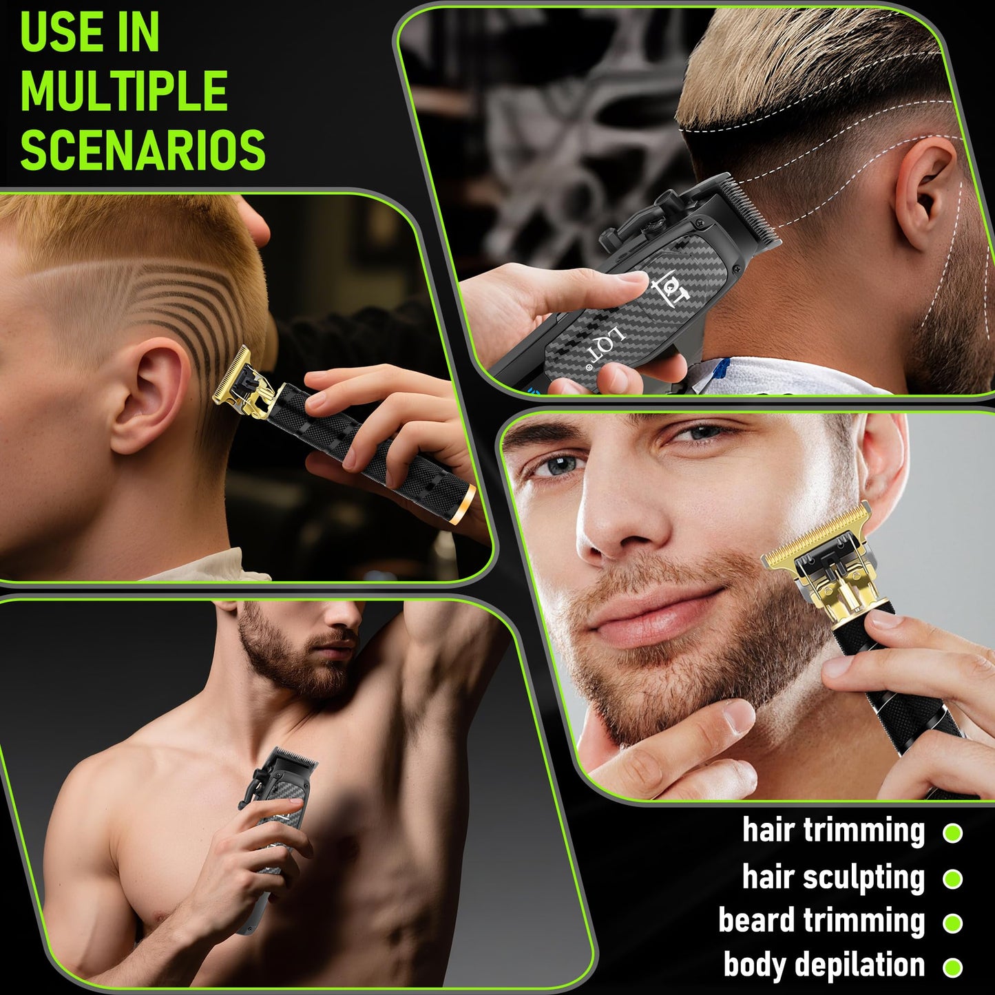 LQT Professional Cordless Hair Clippers for Men with LCD Display, Rechargeable Barber Clippers & Trimmer Set for Hair Cutting and Grooming, Includes Gift for Men