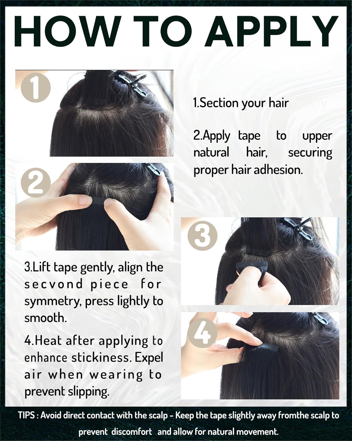 Ombre Tape-In Hair Extensions | 14-Inch Human Hair, Natural Black to Teal & Blue | Remy Soft, Straight, 20 Pcs