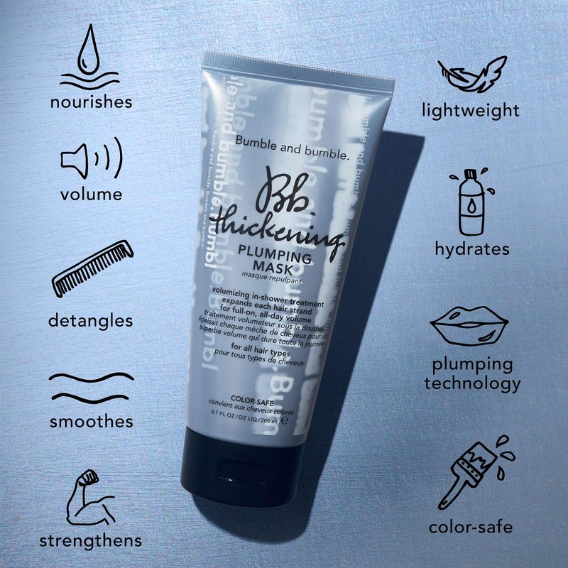 Bumble and bumble. Thickening Plumping Hair Mask | Lightweight Formula Adds Volume and Hydration | Strengthens, Detangles, Smooths | For Fine to Medium Wavy, Straight Hair Types, 6.7 Fl Oz