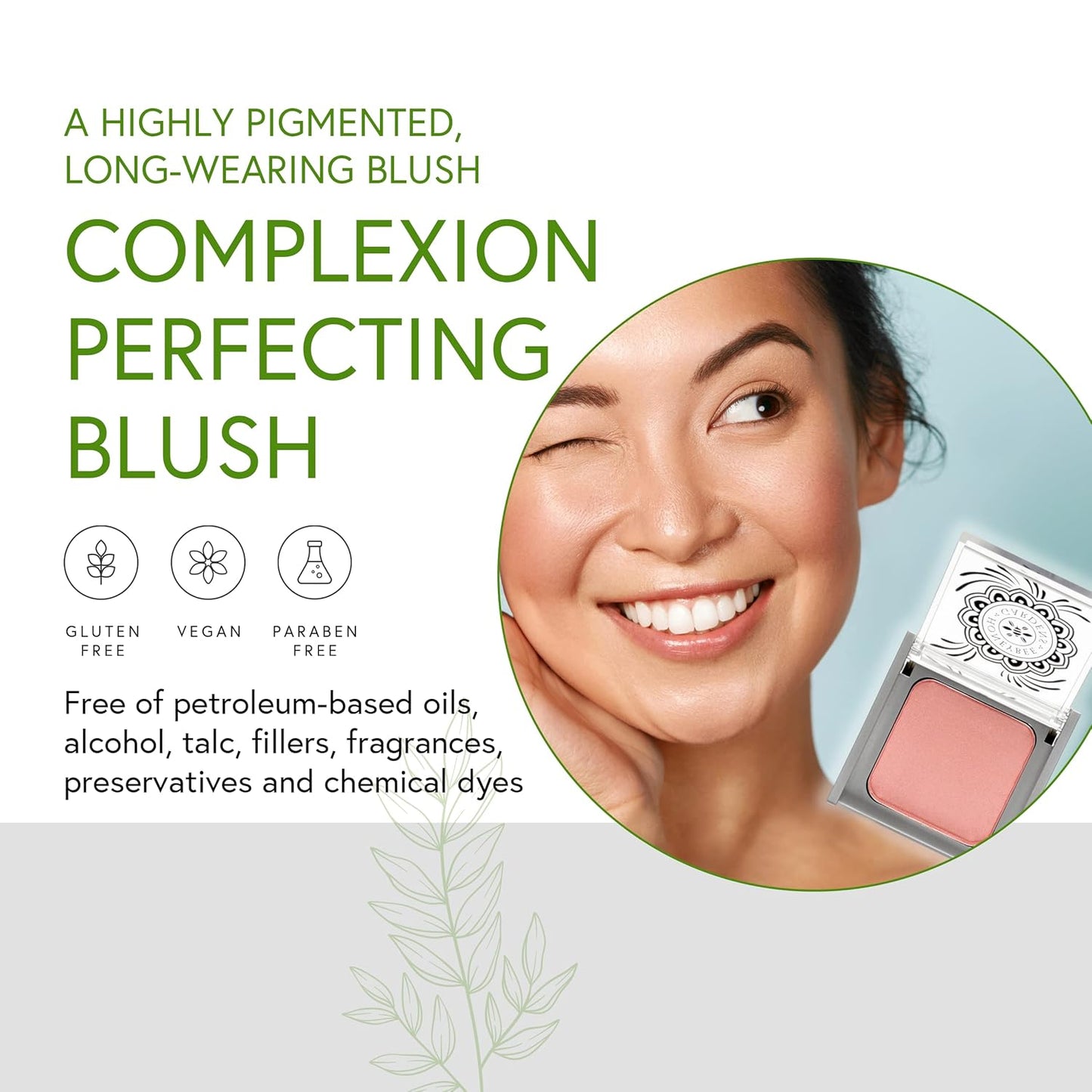 Honeybee Gardens Complexion Perfecting Blush - Euphoria Cool Peachy Pink Powder Blush | Highly Pigmented Vegan Makeup, 8.5g