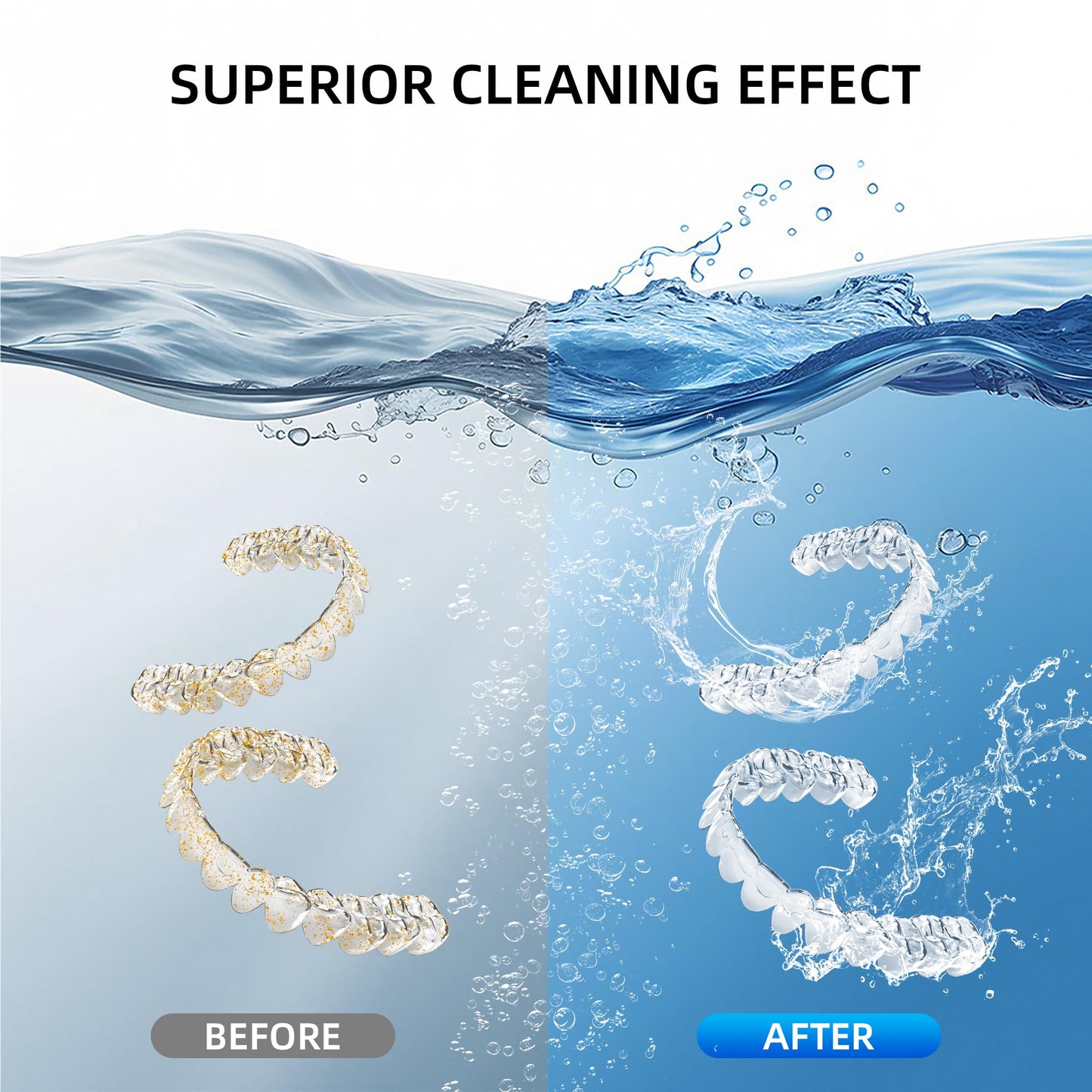 Ultrasonic Retainer Cleaner Machine, 48KHz Dental Cleaning Pod for Denture, Mouth Guard, Aligner, Night Guard, Braces, Toothbrush Heads, Jewelry with Digital Timer & 6 Modes, 13oz Capacity, White