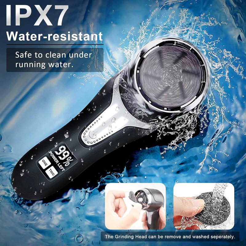 Electric Callus Remover - Rechargeable Waterproof Foot File with Vacuum | 3 Heads & 2 Speed Settings