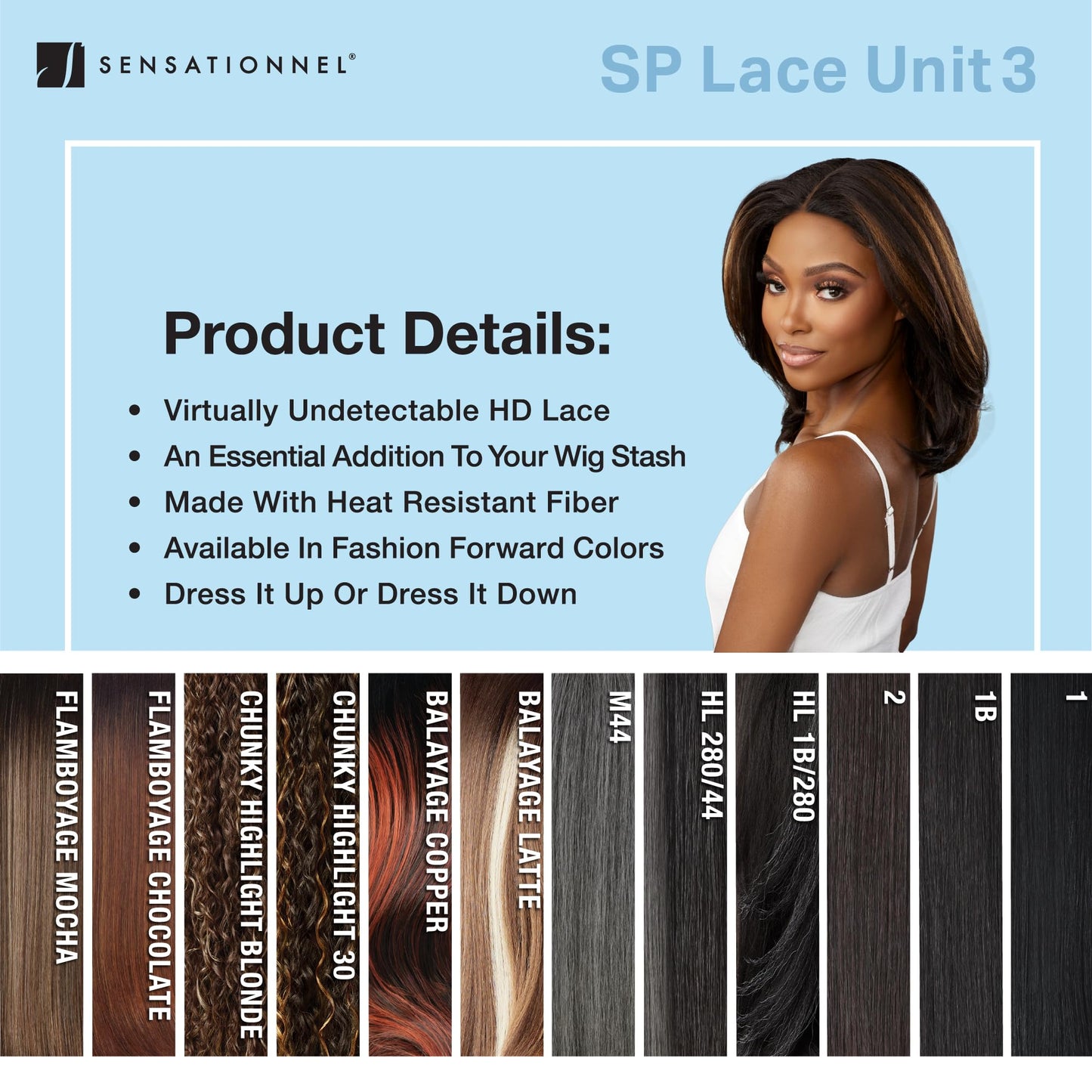 Sensationnel Dashly Lace Saltandpepper Wig - Sp Unit 3 Hand Tied Laceparting Ear to Ear Synthetic (1B OFFBLACK)