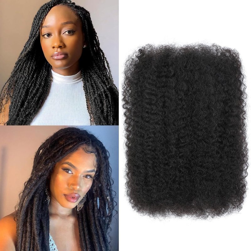 Afro Kinky Curly Hair Bundles - 100% Real Human Hair for Mini Twists, Braids & Locs | 14 Inch, 50g, Natural Dreadlock Bulk