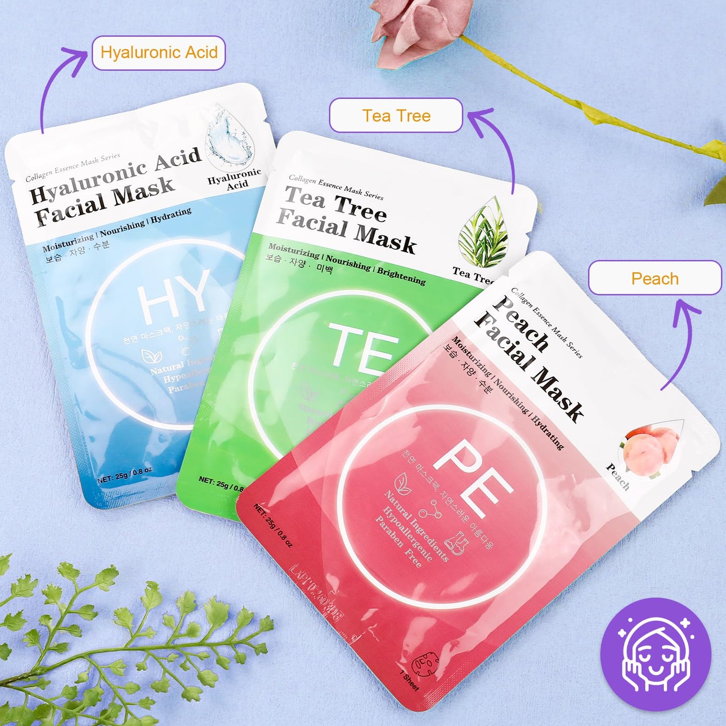 VESPRO 144 Pack Collagen Essence Sheet Facial Masks, Bulk Sheet Masks for Face, Hydrating Facial Masks for All Skin Types, Moisturizing and Soothing, Natural Skincare Spa Face Mask