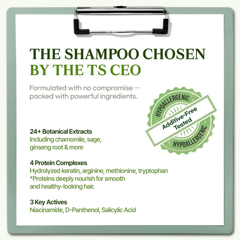 TS Natural All New TS Shampoo | Korean Shampoo for Sensitive Scalp | Hair & Scalp Care with Salicylic Acid and Natural Ingredients | Sulfate-Free Dandruff & Itchy Scalp Relief (16.9 Fl Oz / 500mL)