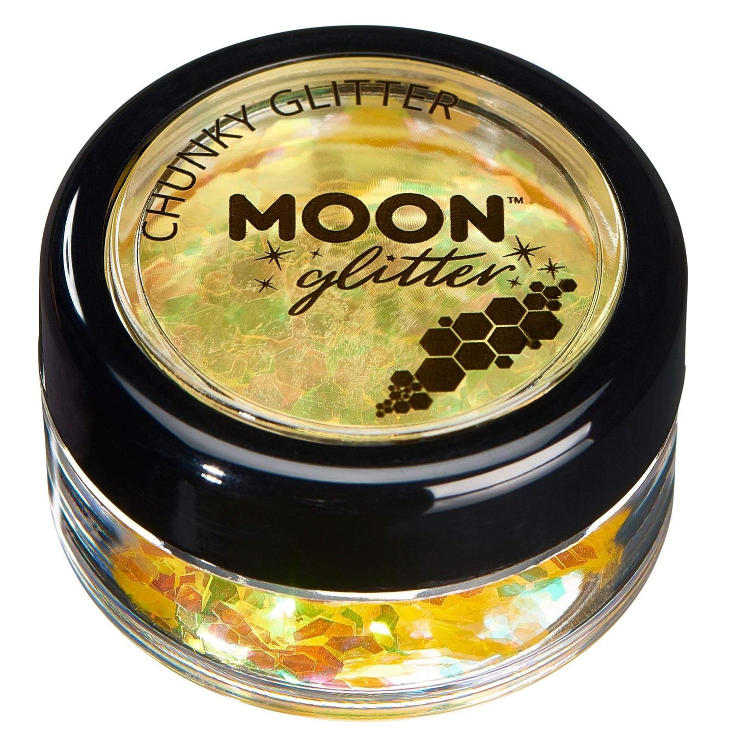 Moon Glitter Iridescent Chunky Glitter 100% Cosmetic Glitter for Face, Body, Nails, Hair and Lips - 0.10oz - Yellow