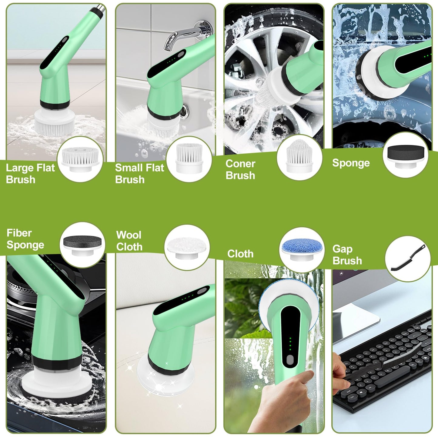 Electric Spin Scrubber Green