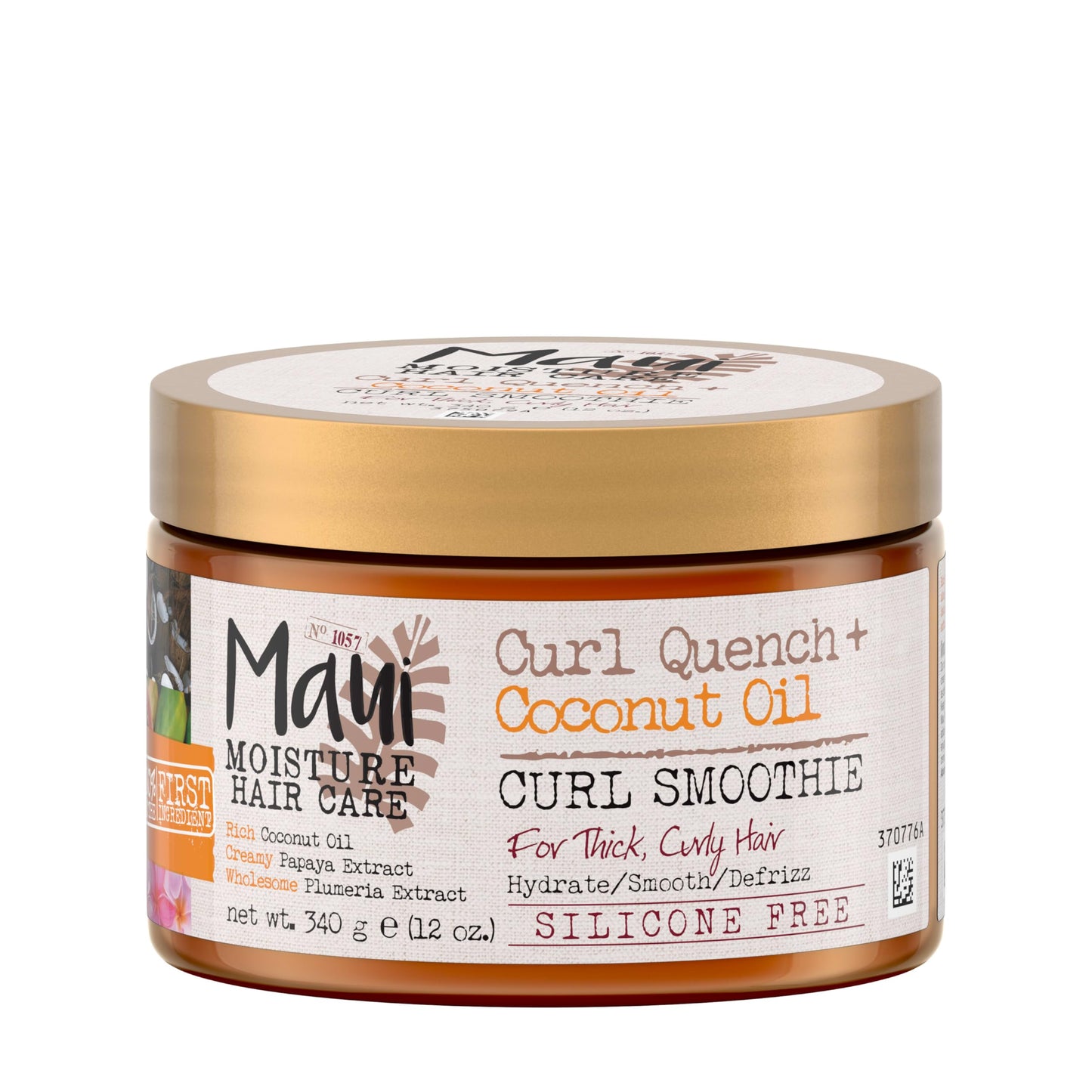 Maui Moisture Curl Quench + Coconut Oil Hydrating Curl Cream Smoothie,Curly Hair Styling Cream with Coconut Oil & Papaya Butter Helps Tame Frizz & Enhance Softness,Silicone Free,12 oz,(Pack of 6)