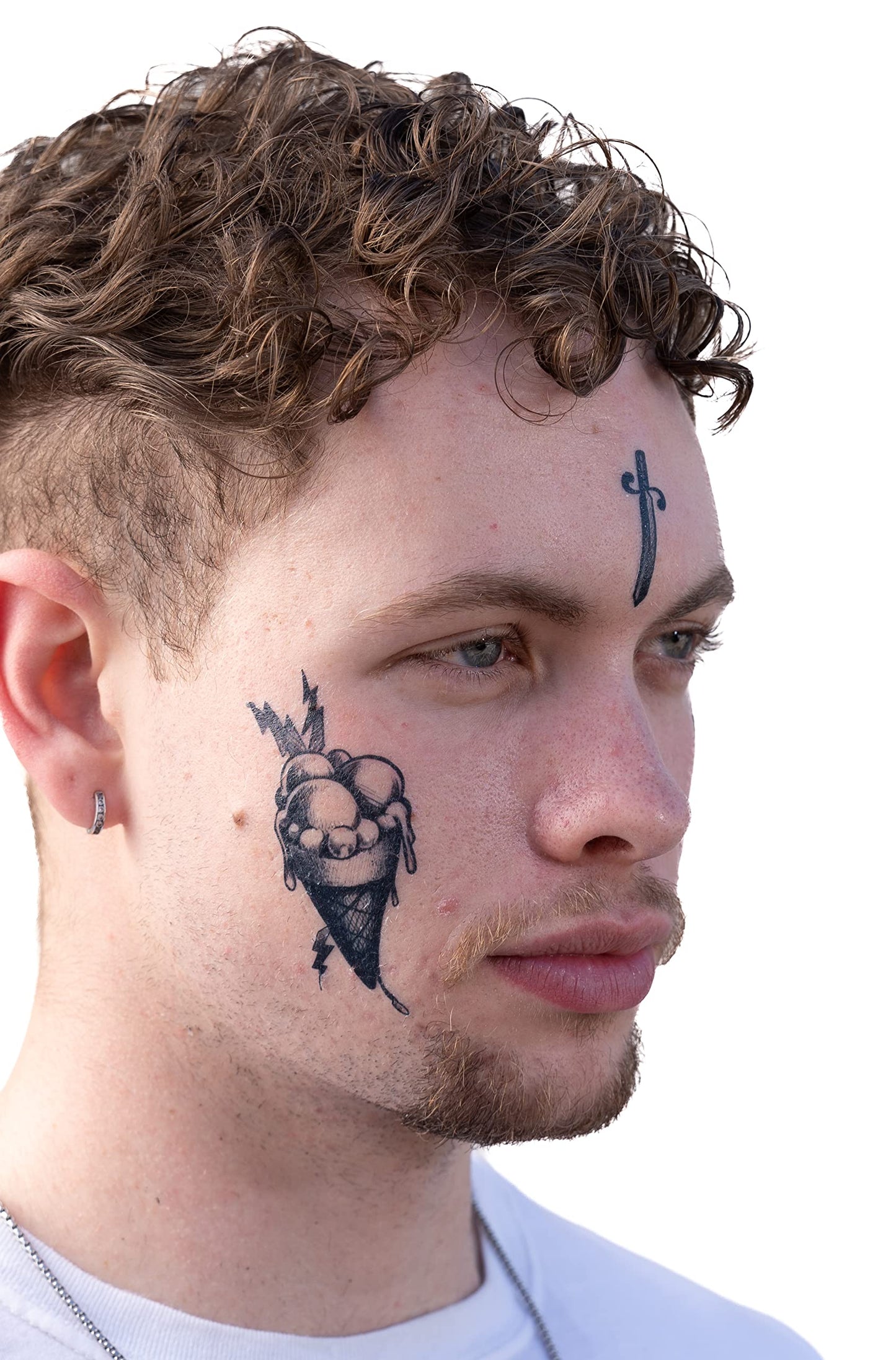 Thug Ink Temporary Tattoos – Volume II – 6-Piece Set | Dagger, Ice Cream Cone, Crown & More | Water-Transfer Face Tattoos – Fun Fake Ink for Parties, Costumes & Vibes