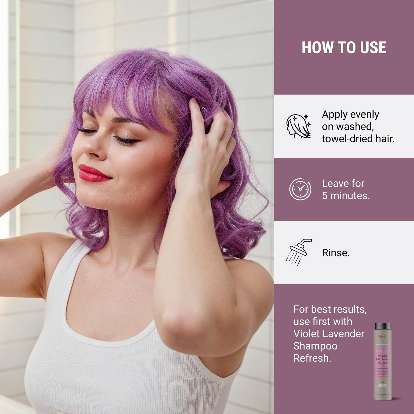 LAKMÉ Teknia Violet Lavender Color Refresh Hair Mask, Color Depositing Conditioner for Purple Hair, 8.5 Fl Oz
