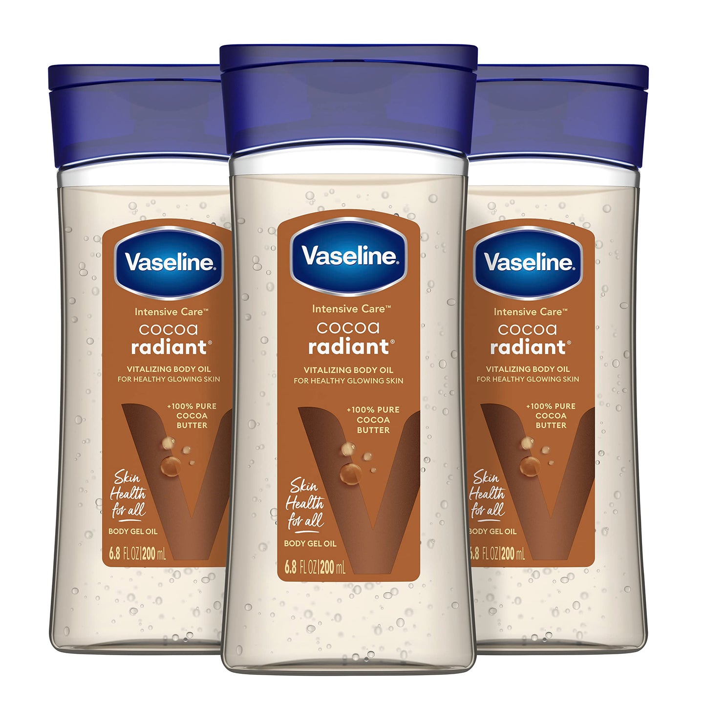 Vaseline Intensive Care Cocoa Radiant For Glowing Skin 3 Count Body Gel Oil Body Oil & Illuminate Me Shimmering Body Oil Created for Melanin Rich Skin