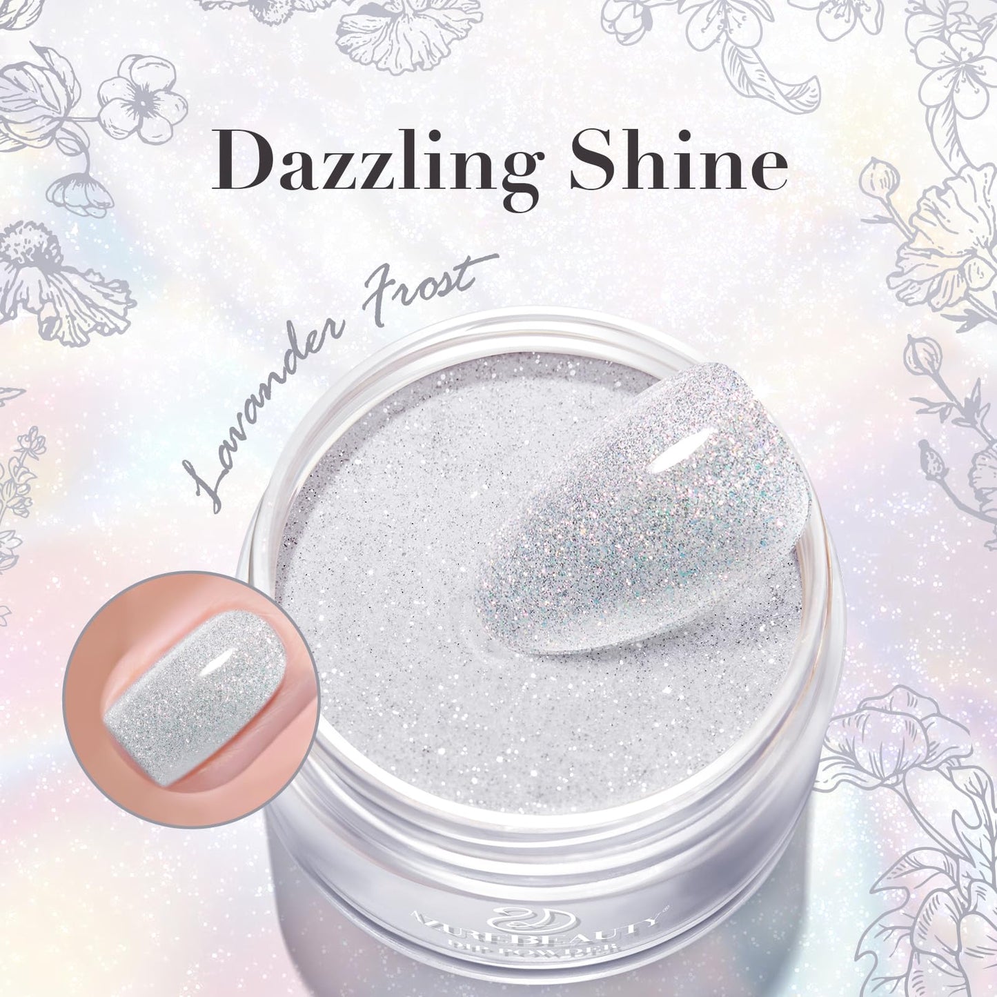 AZUREBEAUTY Grey Glitter Nail Dip Powder Colors 28g/1oz Dipping Powder 2X Shining French Art Starter Manicure Beginner DIY Salon Home Gift Long Lasting Dip Nail Powder