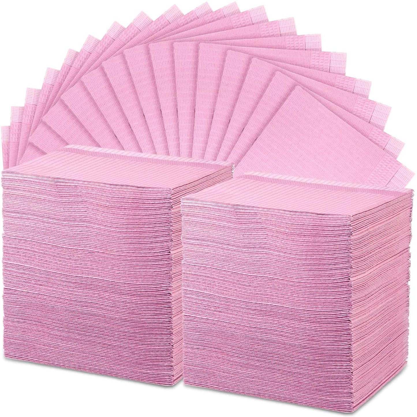 Disposable Nail Table Towels - 250 Pcs 3 Ply Waterproof Mat | 13'' x 18'' Pink Patient Bibs