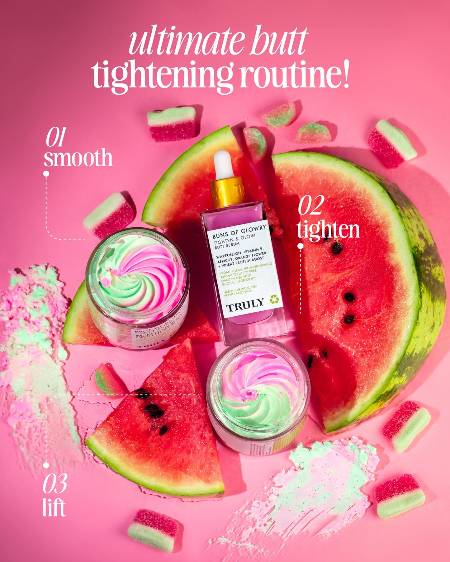 Truly Beauty For Your Buns - Butt Acne Clearing Treatment - Butt Scrub for Women Exfoliation Polish and Exfoliating Body Scrub - Comes with Buns of Glowry Body Polish and Skin Tightening Cream Serum