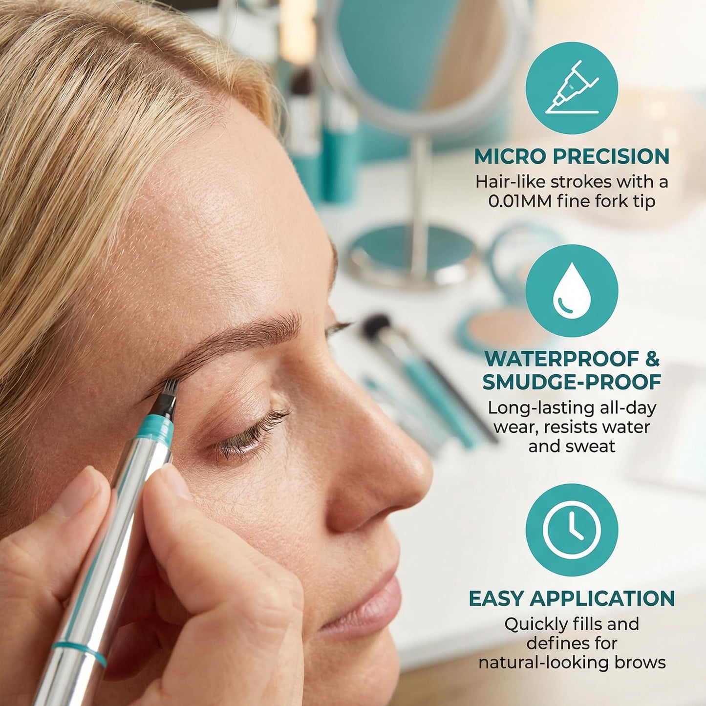 YeMoMo Wild Brows 4-Tip Eyebrow Pen, Natural Three-Dimensional Look, Non-Drying Formula, 5 Color Options, 1ml/0.03fl.oz (2#Brown)
