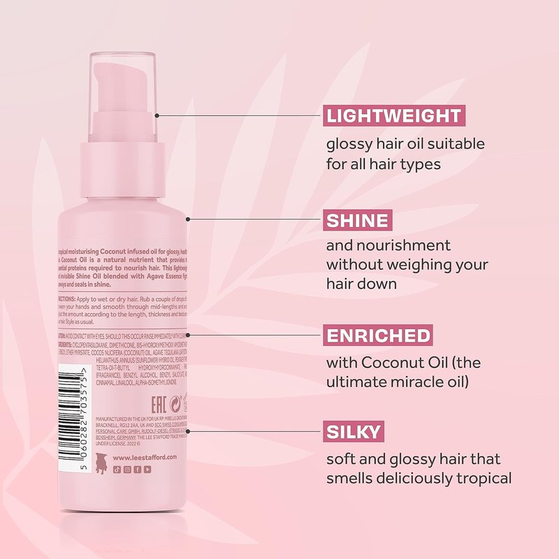 Lee Stafford Shine Hair Oil - Nourishing Anti-Frizz Oil for Dry Hair | Adds Moisture & Shine, 1.7 Fl Oz