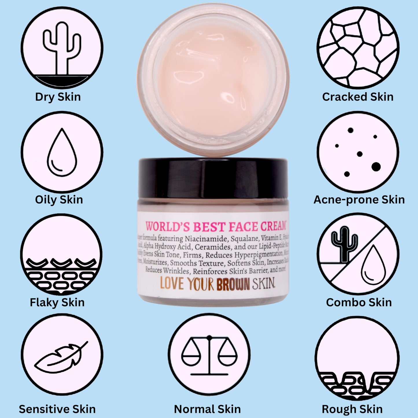 Beauty Of The Nile World’s Best Face Cream™ for Skin-of-Color, Anti Aging Reverse Signs of Aging Hydrates Niacinamide Squalane Hyaluronic Acid, 2 oz