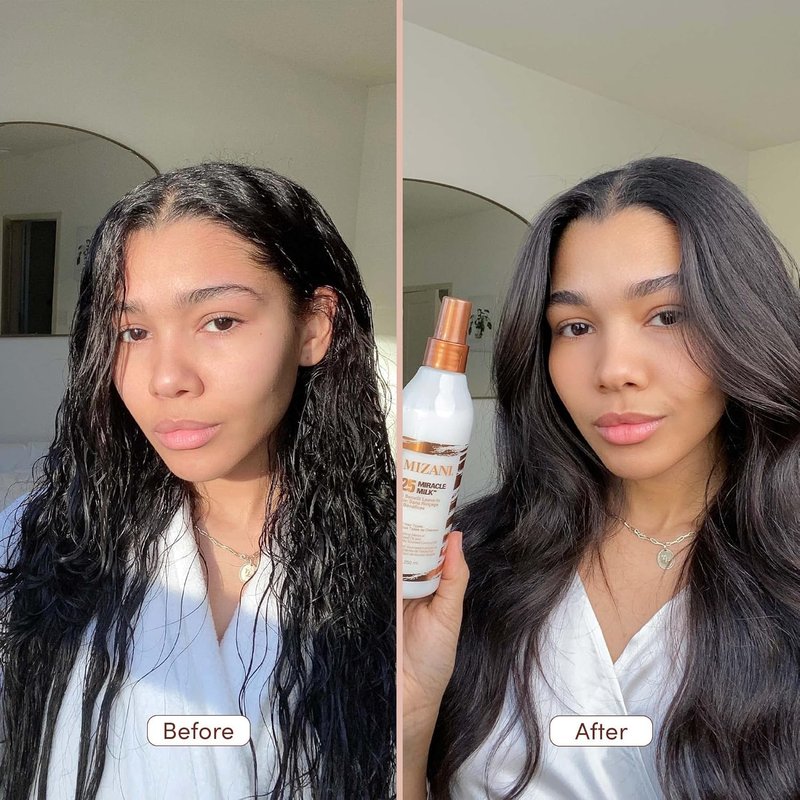 Mizani 25 Benefit Miracle Milk Leave-In Conditioner - Coconut Oil Heat Protectant & Detangler for Curly Hair