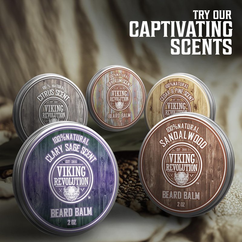 Viking Revolution Cedar & Pine Beard Balm - Butter with Argan Oil, Softener & Moisturizer for Men - Wax for Beards (2oz, 1 Pack)