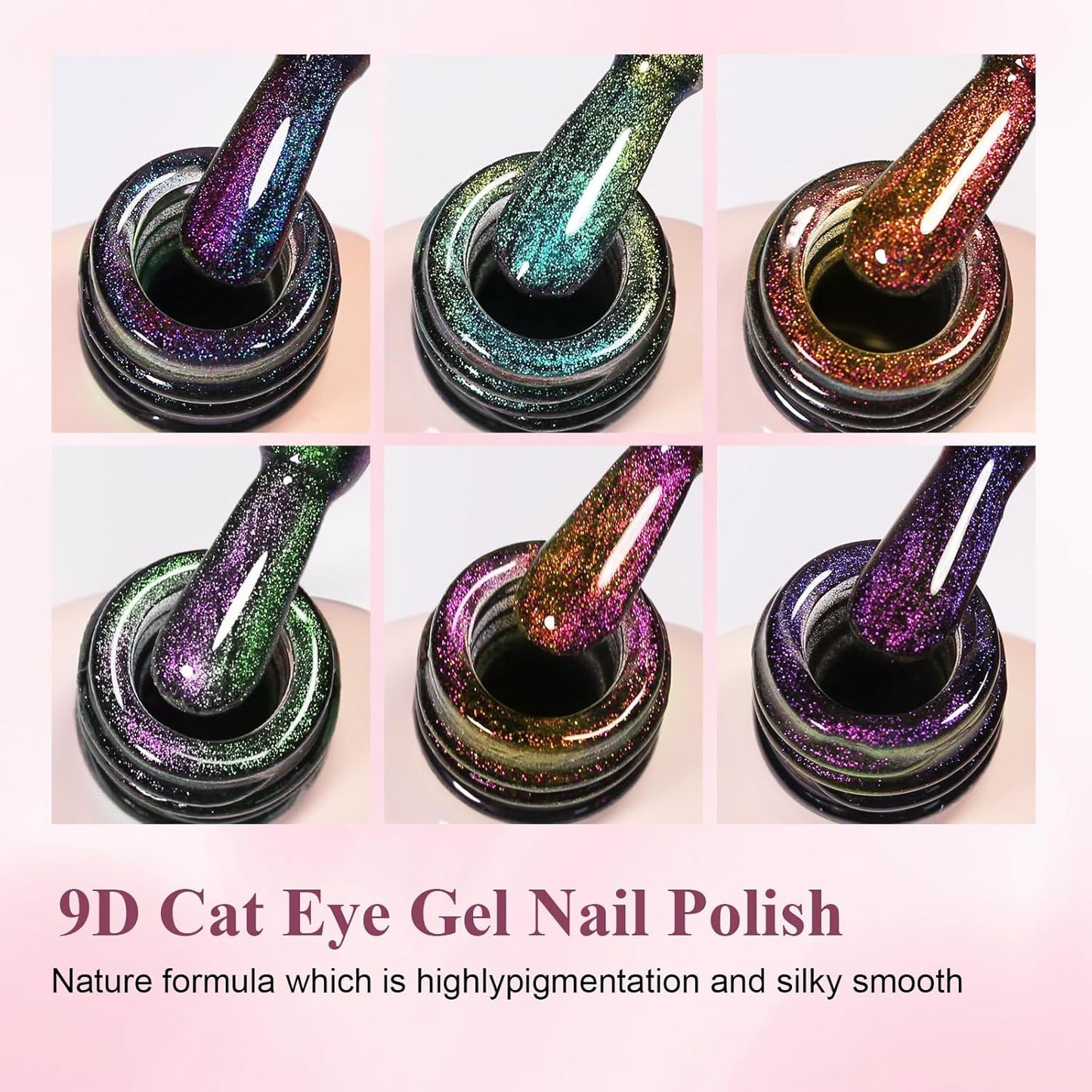 Cat Eye Gel Nail Polish Kit - 6 Pcs 9D Long Lasting Soak Off UV LED | Perfect for Nail Art & DIY at Home