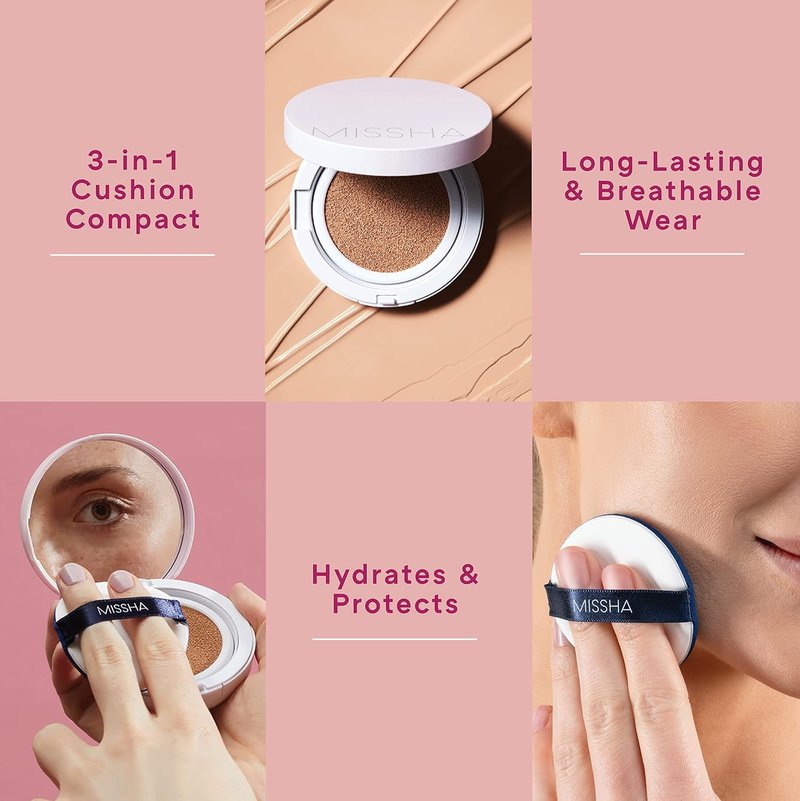 MISSHA Magic Cushion Foundation - No.21 Light Beige | Flawless Coverage, Dewy Finish, Easy Application