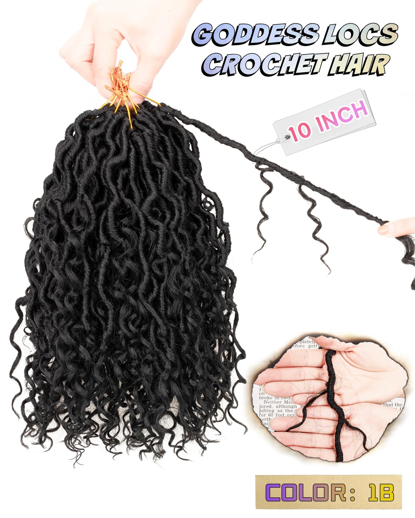 Goddess Faux Locs Crochet Hair for Black Women- 9 Packs 18 Inch Mixed Colors Combo Pack,Pre Looped Curly Faux Locs With Bohemian Curly Branch,Synthetic Braiding Hair Extensions(18"-9P,1B+T27+T30)