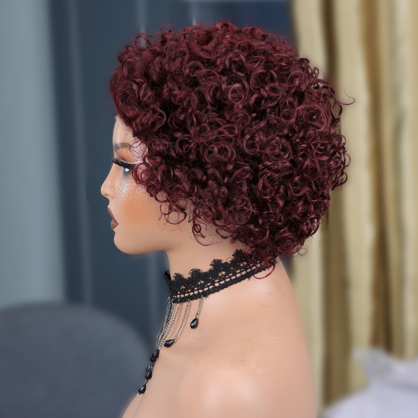 IMANI Short Curly Pixie Cut Wig Human Hair 5X5 Closure Glueless Wigs Human Hair Pre Plucked Pre Cut 8 Inch Brazilian Real Hair Pixie Wigs for Black Women Natural Color
