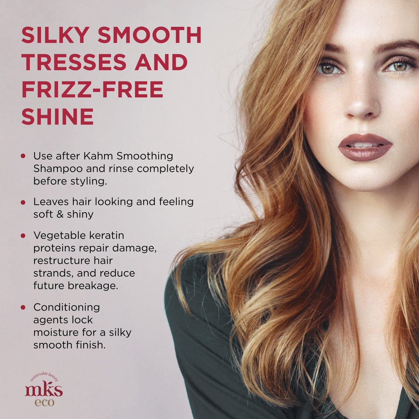 MKS eco Kahm Smoothing Conditioner, Original Scent - 25 fl oz - Detangle, Moisturize & Repair Hair - With Moroccan Argan Oil, Hemp Seed Oil & Vegetable Keratin Protein - Vegan, Cruelty Free