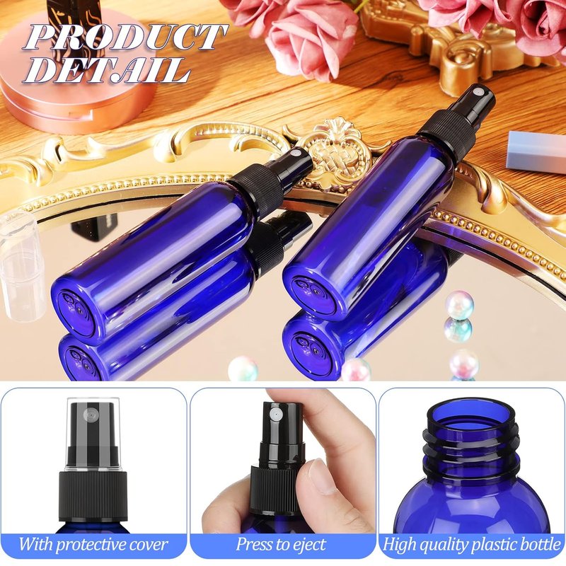 Reusable Mini Spray Bottles - 100 Pack 2 Oz Empty Perfume Mist Sprayers for Travel | Blue