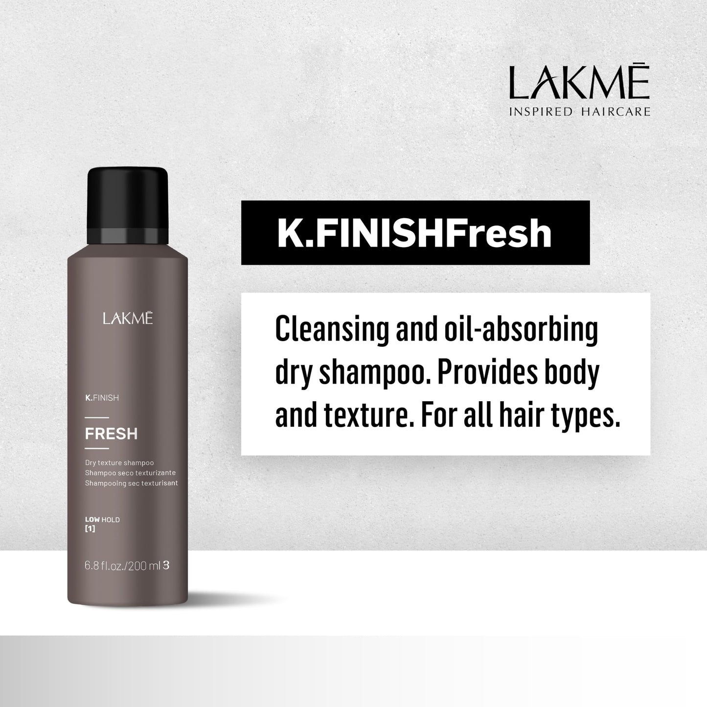Lakmé K.Finish Fresh Texturizing Dry Shampoo, Dry Texture Spray for Hair Volume, Volumizing Spray, 6.8 Fl Oz