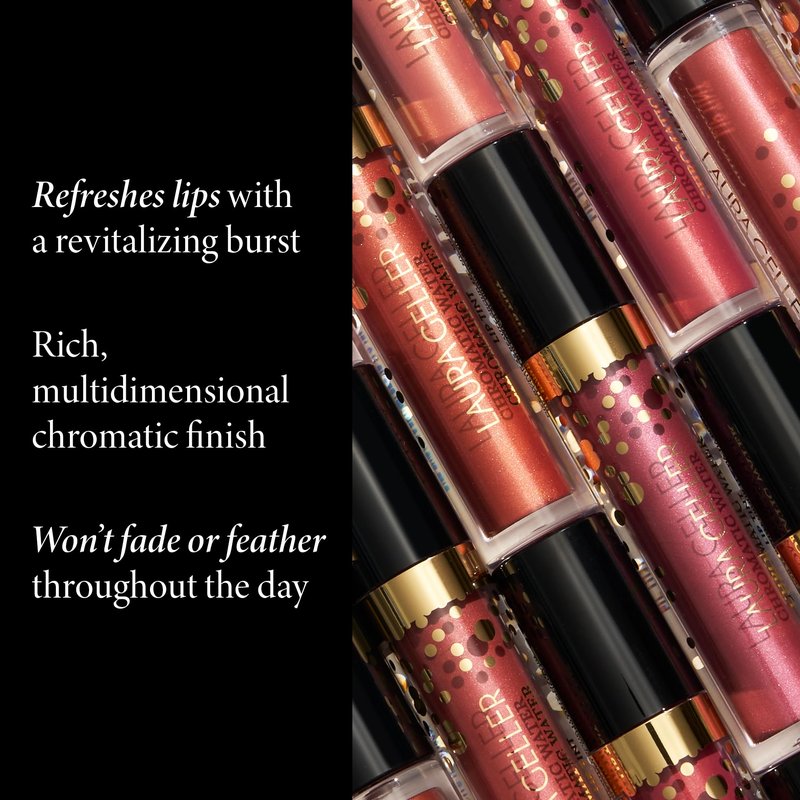 LAURA GELLER NEW YORK Chromatic Water Lip Tint, Holographic Lip Color, Water-Based Formula to Hydrate Dry Lips, Tea Rose