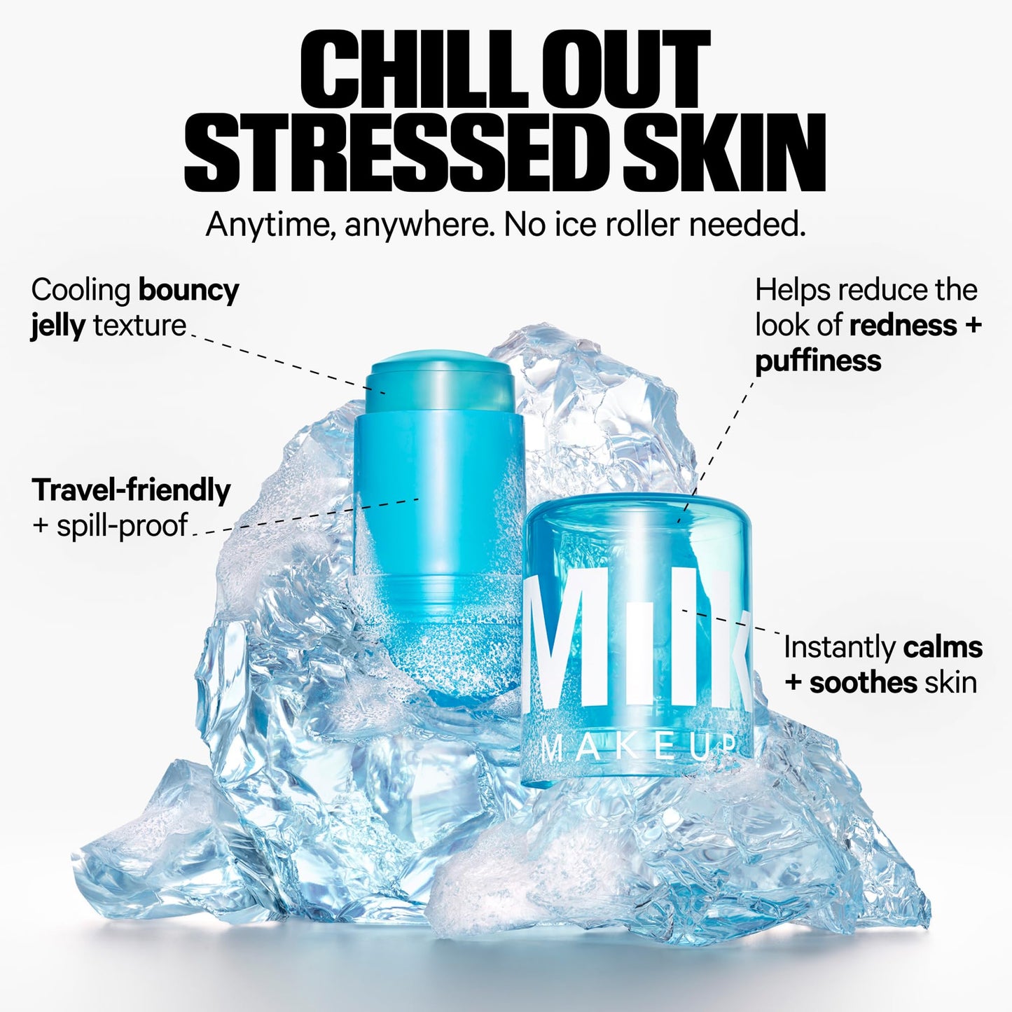 Milk Makeup Cooling Water Jelly Ice Calming Serum with Niacinamide – Reduces the Look of Puffiness + Redness for Visibly Calm Skin – Hydrating, Non-Comedogenic Serum w/Blue Light Protection – 0.46 oz