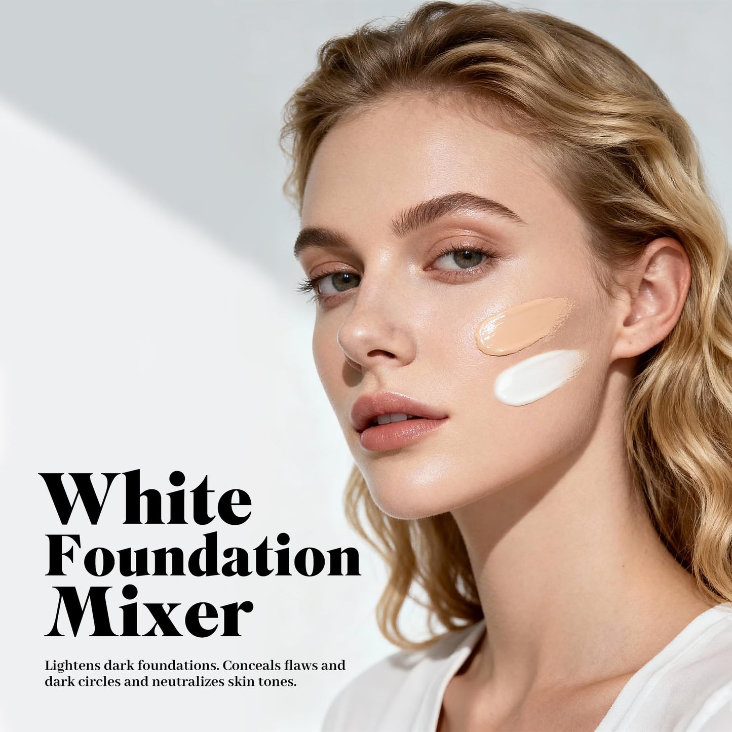 VANERIA White Foundation, Goth Foundation Liquide Makeup, Clown Makeup, Blanco Face Paint, Full-Coverage Waterproof, Mixer Use or White Base for Halloween, Cosplay, Stage, Mime & Film.30ML