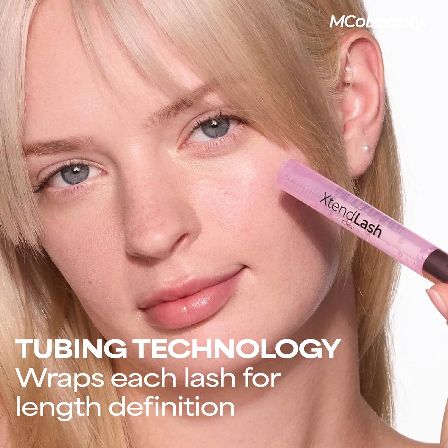 XtendLash Clear Tubing Mascara - Lengthening & Glossy Shine, Water-Resistant | Flake-Free, Vegan, Sensitive Eyes