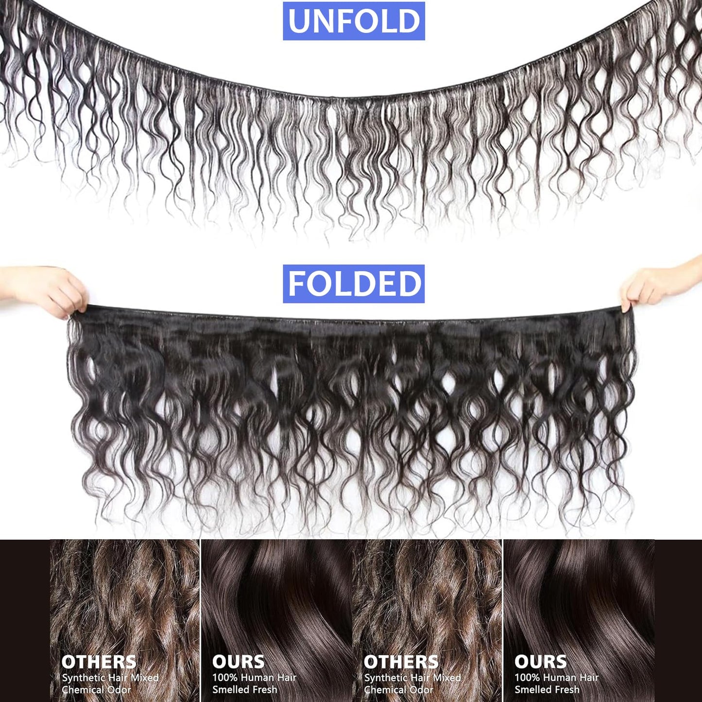 Coshgirl Human Hair Bundles Body Wave 3 Bundles Body Wave Bundles Human Hair 100% Unprocessed Brazilian Virgin Hair Quick Weave Hair Extensions for Women Natural Black Color 14 16 18 Inch