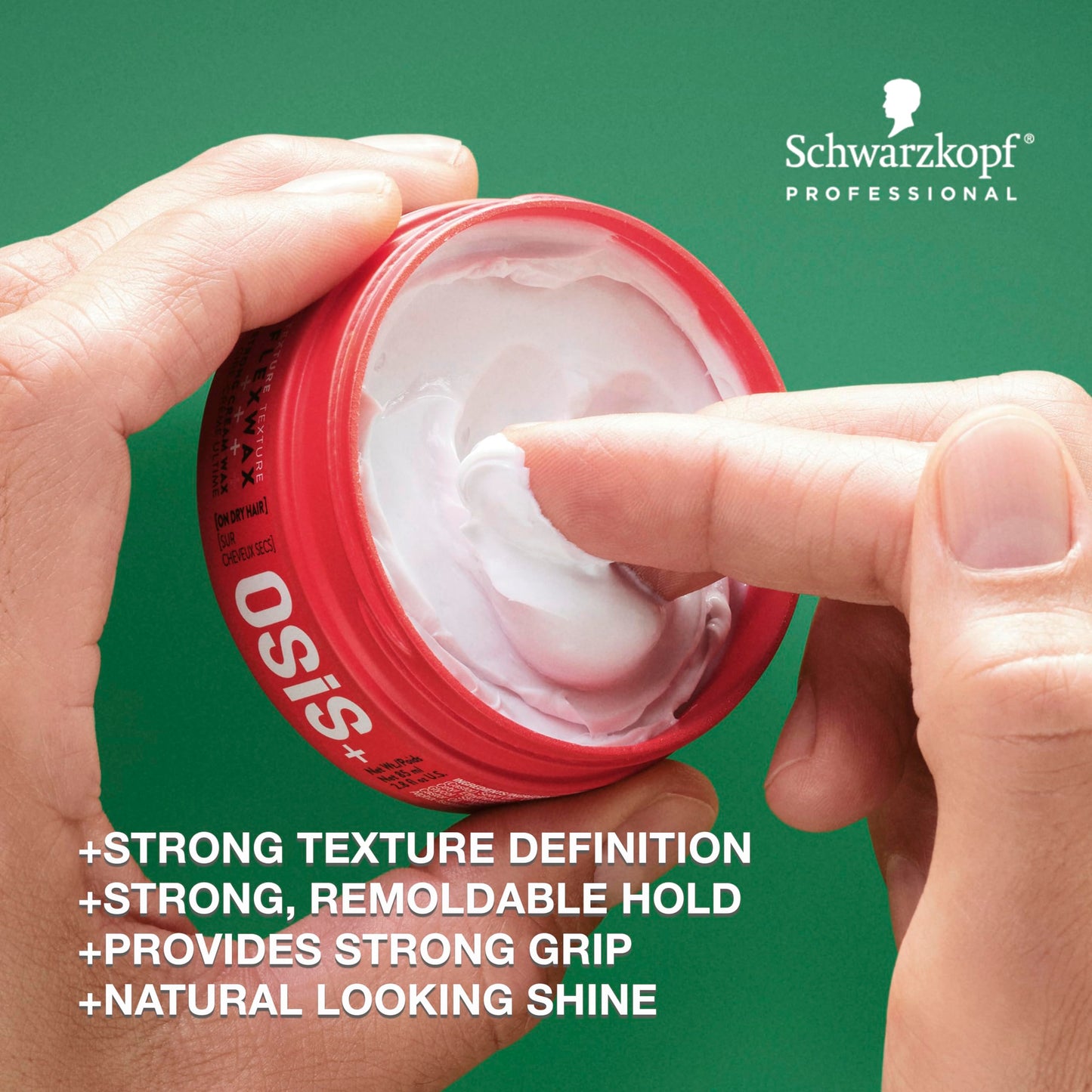 OSiS+ Flexwax – Ultra Strong Cream Wax, 2.8 oz – Long-lasting Hold for Creative Hair Styling – Moldable Texturizing Hair Wax for Wild Styling and Shine – Washes Out Easily