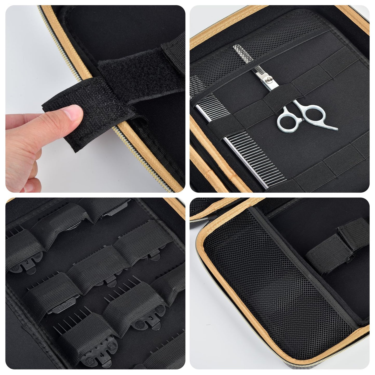 Boobowl Hard Travel Case for Hair Clippers, Hair Cutting Barber Supplies Organizer Bag, Trimmer Storage Holder for Ufree/for Wahl/for Andis Men Razor Guard Grooming Kits -Dark Black