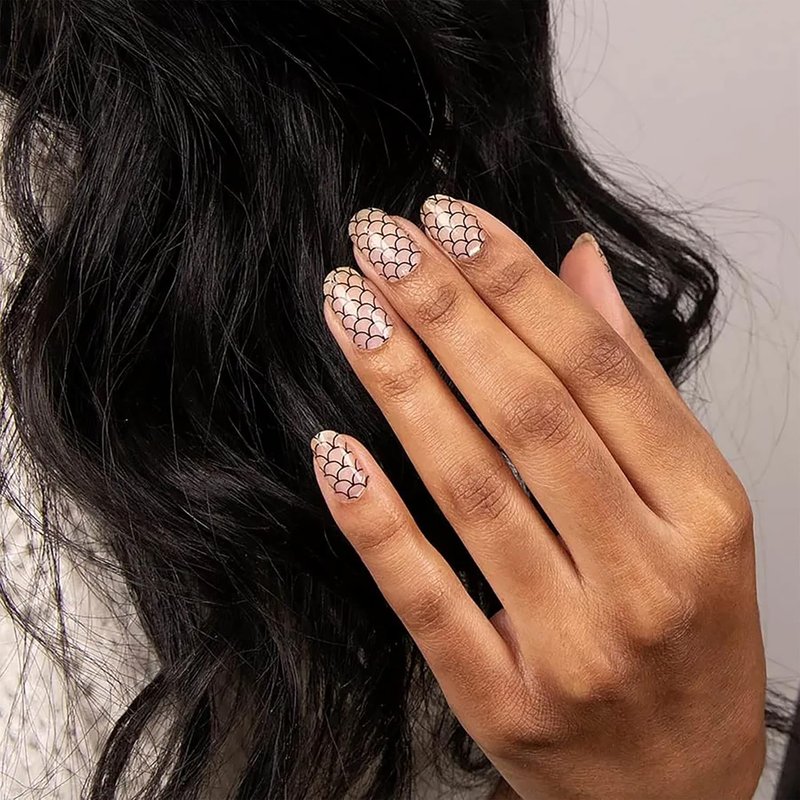 Mermaid Nail Polish Strips - Black & Clear Overlay | Easy Application, Long-Lasting Finish